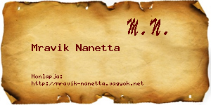 Mravik Nanetta névjegykártya